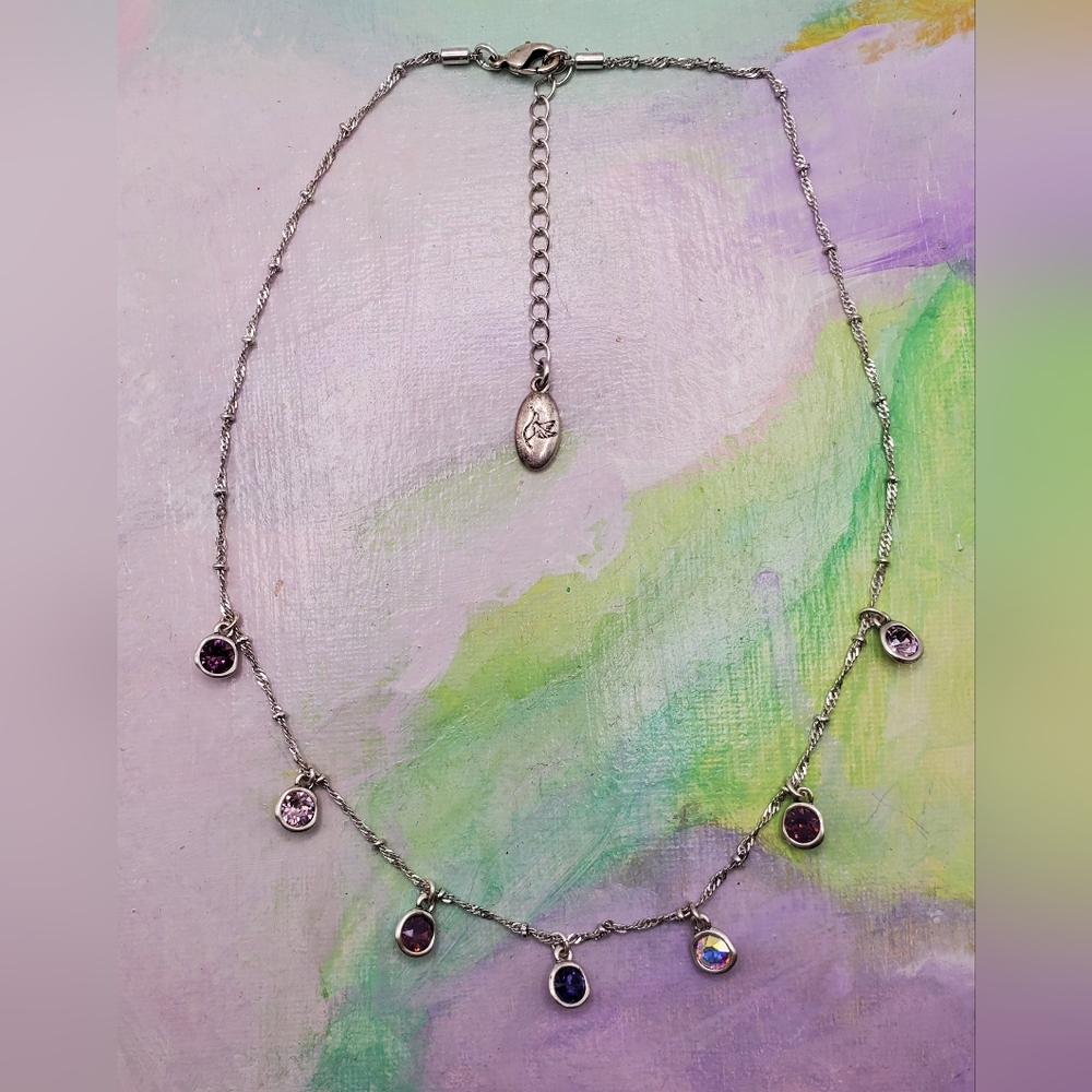 Amanda Blu Necklace Bezel Set Rhinestone Delicate Ks